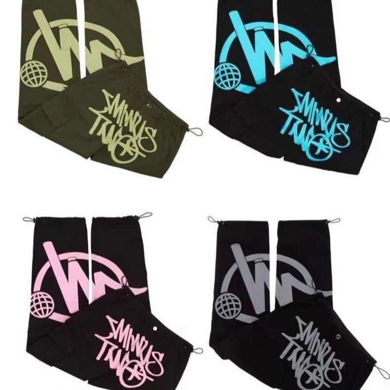 American high street hip-hop printed planet pants, niche fashion brand work pants, loose straight leg casual pants