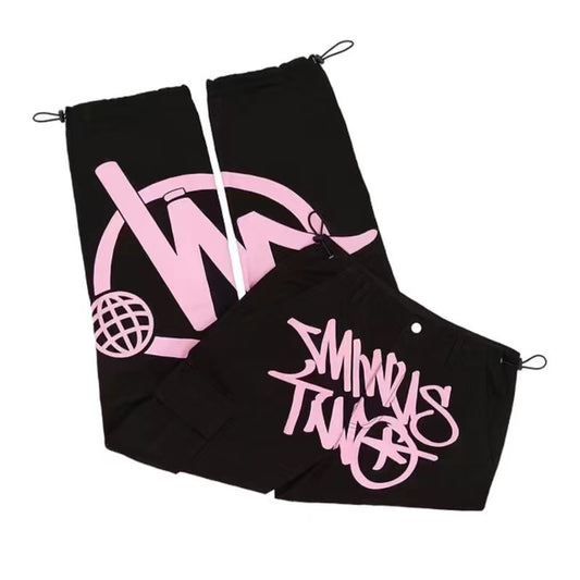 American high street hip-hop printed planet pants, niche fashion brand work pants, loose straight leg casual pants